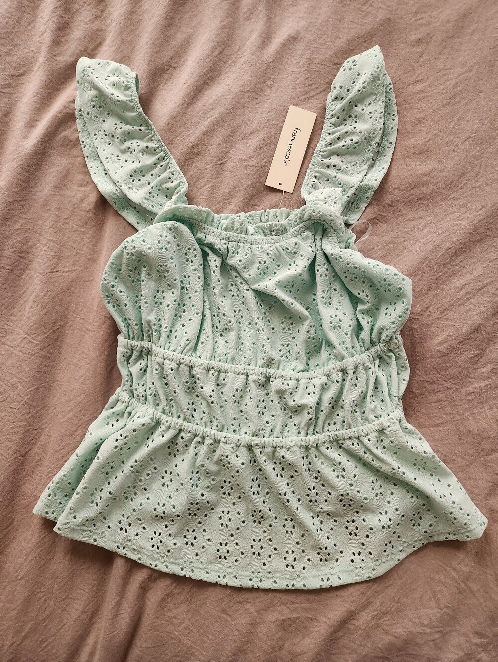 New Francesca's Eyelet Babydoll Top Small
